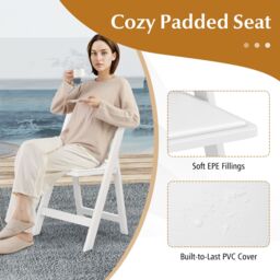 Costway 4 Pack Folding Chairs Dining Chair Set w/ Padded Seat & Back in White - thumbnail 6