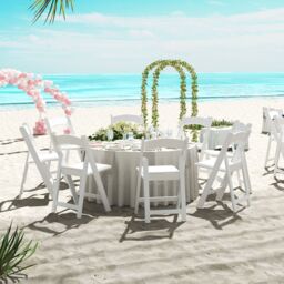 Costway 4 Pack Folding Chairs Dining Chair Set w/ Padded Seat & Back in White - thumbnail 5