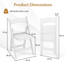 Costway 4 Pack Folding Chairs Dining Chair Set w/ Padded Seat & Back in White - thumbnail 2