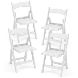 Costway 4 Pack Folding Chairs Dining Chair Set w/ Padded Seat & Back in White - thumbnail 1