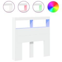 Berkfield Home Headboard Cabinet with LED White 100x17x102 cm - Size: 100 x 17 x 102 cm - thumbnail 1