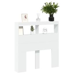 Berkfield Home Headboard Cabinet with LED White 100x17x102 cm - Size: 100 x 17 x 102 cm - thumbnail 5