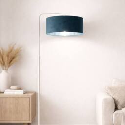 CGC Lighting Kyra Cream Angled Floor Lamp with Large 45cm Velvet Lampshade in Teal - thumbnail 2