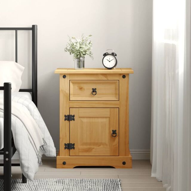 Berkfield Home Bedside Cabinet Mexican Pine Corona Range 53x39x66 cm in Brown - Size: 53 x 39 x 66 cm - image 1