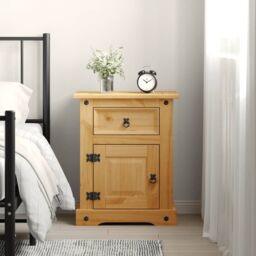 Berkfield Home Bedside Cabinet Mexican Pine Corona Range 53x39x66 cm in Brown - Size: 53 x 39 x 66 cm - thumbnail 1