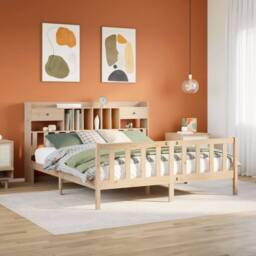 Berkfield Home Bookcase Bed without Mattress 180x200 cm Super King Solid Wood Pine in Brown - thumbnail 1