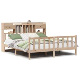 Berkfield Home Bookcase Bed without Mattress 180x200 cm Super King Solid Wood Pine in Brown - thumbnail 2