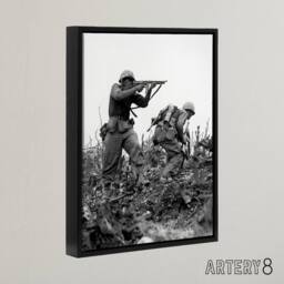 "Artery8 WWII War USA Marine Sgt Bartlett Framed Canvas Wall Art Print in Grey - Size: W12"" x H16""" - thumbnail 2