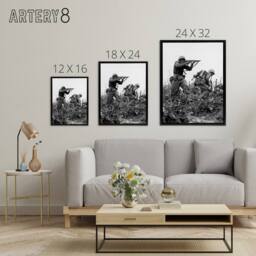 "Artery8 WWII War USA Marine Sgt Bartlett Framed Canvas Wall Art Print in Grey - Size: W12"" x H16""" - thumbnail 4
