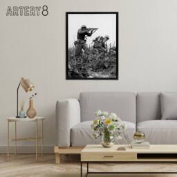 "Artery8 WWII War USA Marine Sgt Bartlett Framed Canvas Wall Art Print in Grey - Size: W12"" x H16""" - thumbnail 3