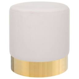 Wyld and Coco Pink Velvet Round Footstool Pouffe with Gold Trim - thumbnail 2