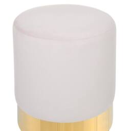 Wyld and Coco Pink Velvet Round Footstool Pouffe with Gold Trim - thumbnail 3
