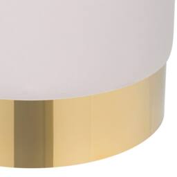 Wyld and Coco Pink Velvet Round Footstool Pouffe with Gold Trim - thumbnail 5