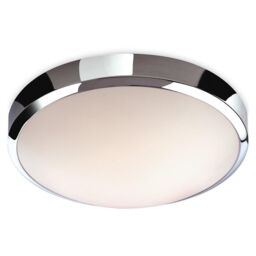 Netlighting Toro LED Bathroom Flush Ceiling Light Chrome White Polycarbonate Diffuser IP44 in Grey