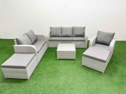 Fimous Patio PE Wicker 8 Seater Outdoor Rattan Furniture Sofa Sets w/ Square Coffee Table Reclining Chair Loveseat Sofa 3 Seater Sofa 2 Big - thumbnail 2
