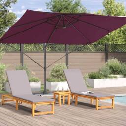 Berkfield Home Cantilever Umbrella Bordeaux Red Polyester, Steel Large in Burgundy - thumbnail 4