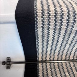 RainbowHome Devonian Stripe Raleigh Wool Stair Runner With 100% Cotton Black Border in Dark Navy - Size: 70 cm x 650 cm - thumbnail 3