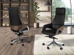 Angel Cerda Swivel Office Chair in Leatherette in Black - thumbnail 3