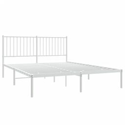 Berkfield Home Metal Bed Frame with Headboard White 160x200 cm - thumbnail 4