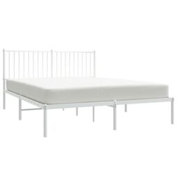 Berkfield Home Metal Bed Frame with Headboard White 160x200 cm - thumbnail 3