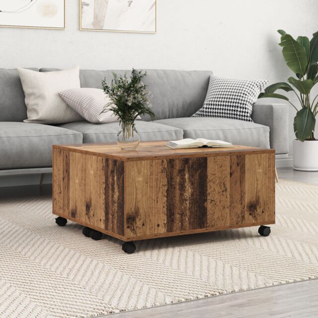 Berkfield Home Coffee Table Old wood 75 x 75 x 38 cm Engineered wood in Brown - image 1