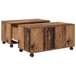 Berkfield Home Coffee Table Old wood 75 x 75 x 38 cm Engineered wood in Brown - thumbnail 5