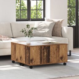 Berkfield Home Coffee Table Old wood 75 x 75 x 38 cm Engineered wood in Brown - thumbnail 4