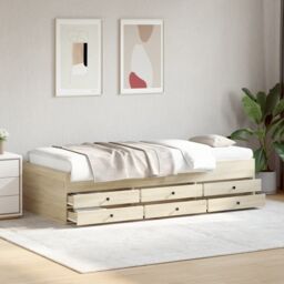 Berkfield Home Daybed with Drawers without Mattress Sonoma Oak 100x200 cm in Brown - thumbnail 1