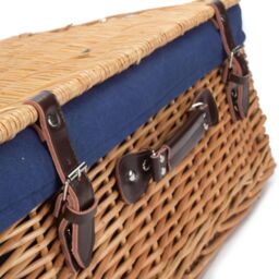 Red Hamper Wicker 55cm Buff Picnic Basket with Cotton Lining in Blue - thumbnail 5