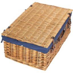 Red Hamper Wicker 55cm Buff Picnic Basket with Cotton Lining in Blue - thumbnail 3