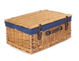 Red Hamper Wicker 55cm Buff Picnic Basket with Cotton Lining in Blue - thumbnail 2