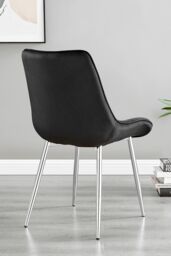 FurnitureboxUK 2x Pesaro Velvet Silver Leg Luxury Dining Chairs in Black - thumbnail 3