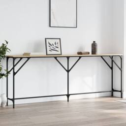 Berkfield Home Console Table Sonoma Oak 200x29x75 cm Engineered Wood in Brown - Size: 200 x 29 x 75 cm - thumbnail 2