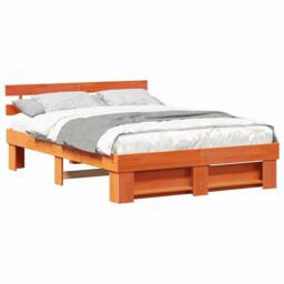 Berkfield Home Traditional with Headboard Brown 160 x 200 cm Pine wood - thumbnail 1