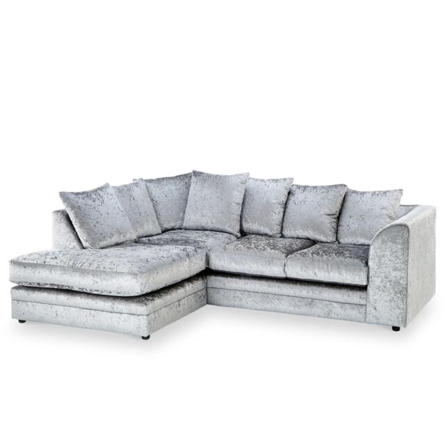 Snugg Furniture UK Limited (Left Hand) Aurora Crushed Velvet Corner Sofa in Silver - image 1