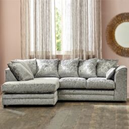 Snugg Furniture UK Limited (Left Hand) Aurora Crushed Velvet Corner Sofa in Silver - thumbnail 7