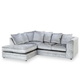 Snugg Furniture UK Limited (Left Hand) Aurora Crushed Velvet Corner Sofa in Silver