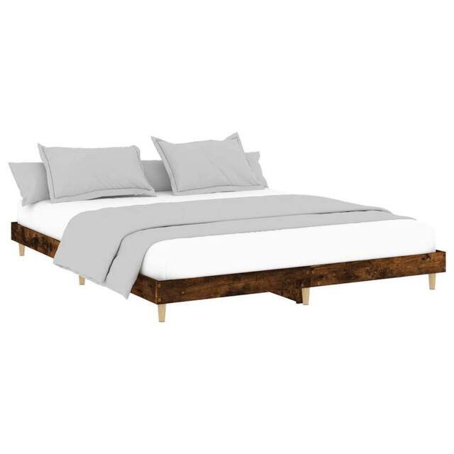 Berkfield Home Durable Bed Frame Smoked Oak 120x200 cm Engineered Wood in Brown - Size: Small Double - image 1
