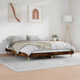 Berkfield Home Durable Bed Frame Smoked Oak 120x200 cm Engineered Wood in Brown - Size: Small Double - thumbnail 4