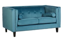 Orsina Felisa Two Seat Blue Velvet Sofa - thumbnail 2