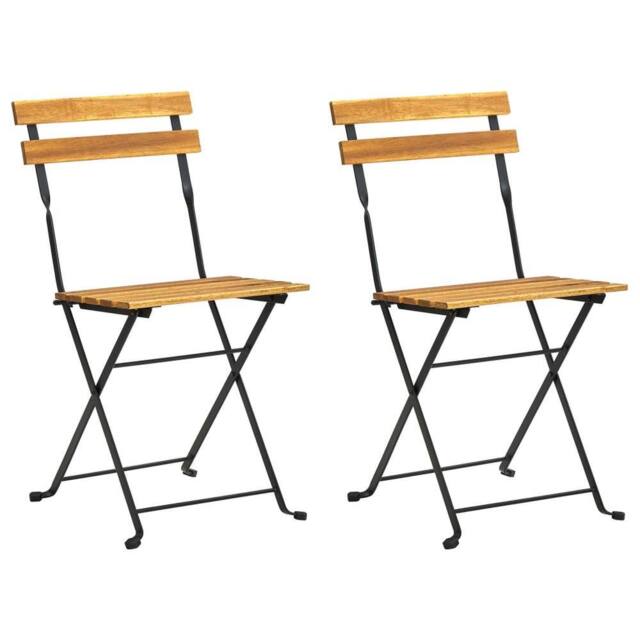 Berkfield Home Folding Garden Chairs 2 pcs Steel & Solid Acacia Wood in Brown - image 1