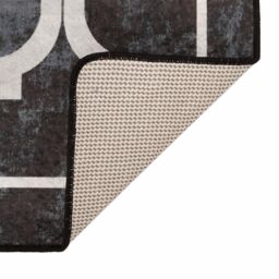 Berkfield Home Rug Washable Black & White 160x230 cm Anti Slip - Size: 100 cm diameter - thumbnail 4