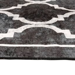 Berkfield Home Rug Washable Black & White 160x230 cm Anti Slip - Size: 100 cm diameter - thumbnail 6