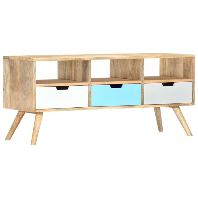 Berkfield Home TV Cabinet 110x35x48 cm Solid Mango Wood - Size: 110 x 35 x 48 cm - image 1