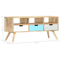 Berkfield Home TV Cabinet 110x35x48 cm Solid Mango Wood - Size: 110 x 35 x 48 cm - thumbnail 6