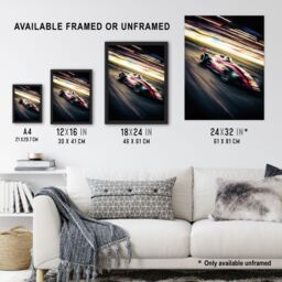 "Artery8 Wall Art Print Motorsport F1 F2 Speed Blur Photo Action Shot Racing Fan For Him Man Cave Poster - Size: W24"" x H32""" - thumbnail 3
