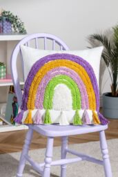 Heya Home Rainbow Tassels 100% Cotton Cushion - Size: 45 cm x 45 cm - thumbnail 5