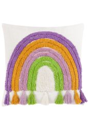 Heya Home Rainbow Tassels 100% Cotton Cushion - Size: 45 cm x 45 cm - thumbnail 1