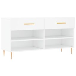 Berkfield Home Shoe Bench White 102x35x55 cm Engineered Wood - Size: 102 x 35 x 55 cm - thumbnail 2