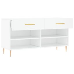 Berkfield Home Shoe Bench White 102x35x55 cm Engineered Wood - Size: 102 x 35 x 55 cm - thumbnail 5